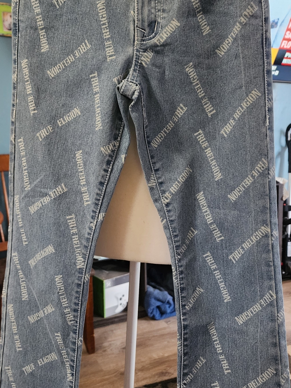True Religion Boys/Girls Printed Logo Jeans - Blue/Gray Sz 12 Nw/oTags